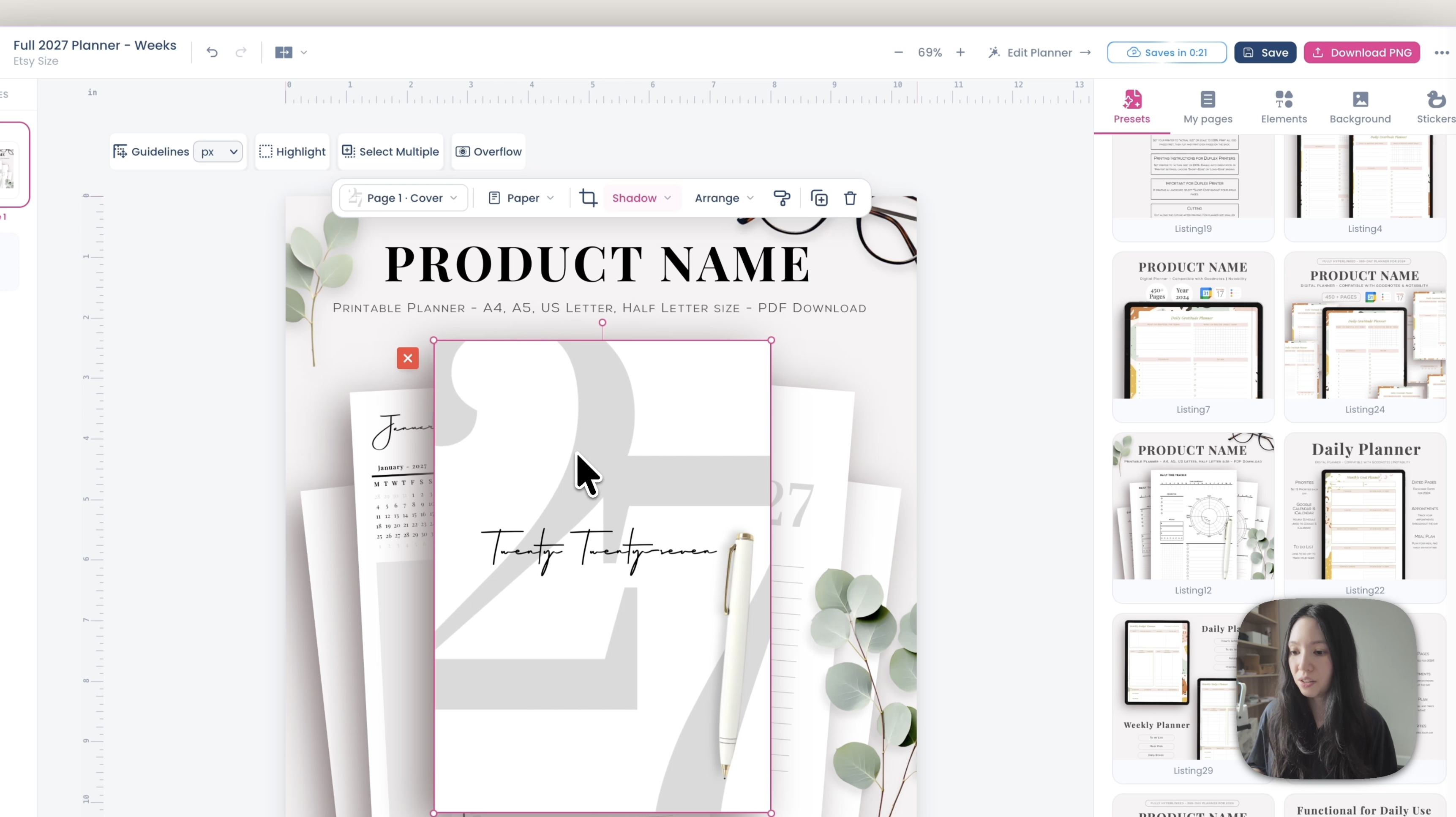 A planner page shown inside an iPad frame in the listing maker