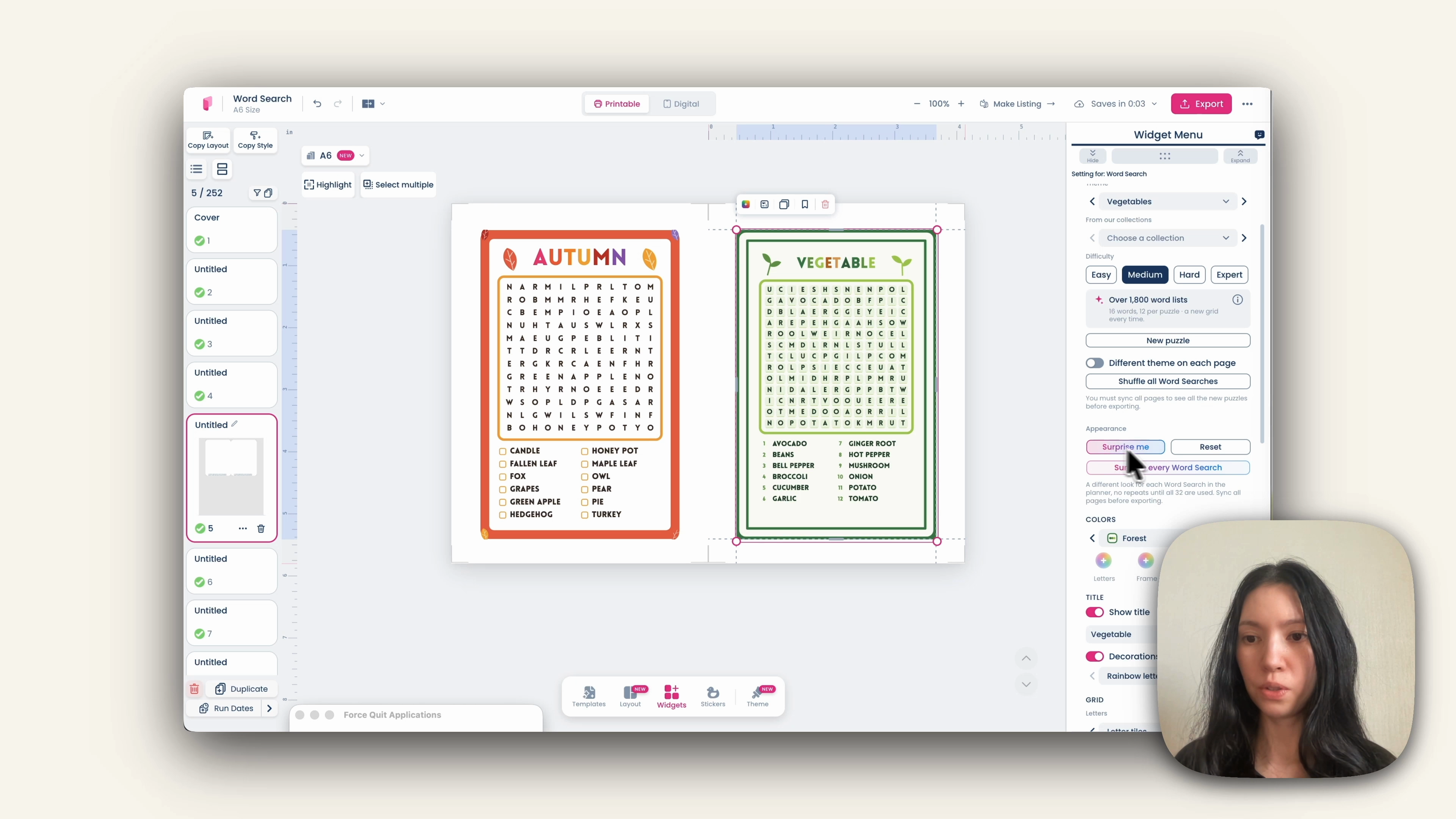 Surprise every word search option in the widget settings