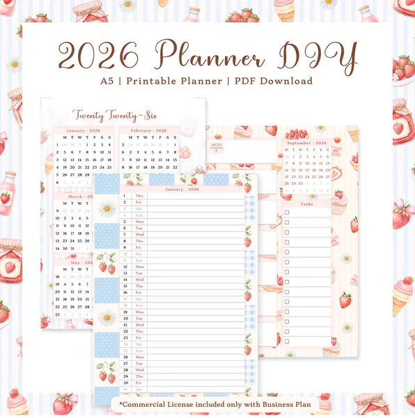 2026 Planner Strawberry - A6